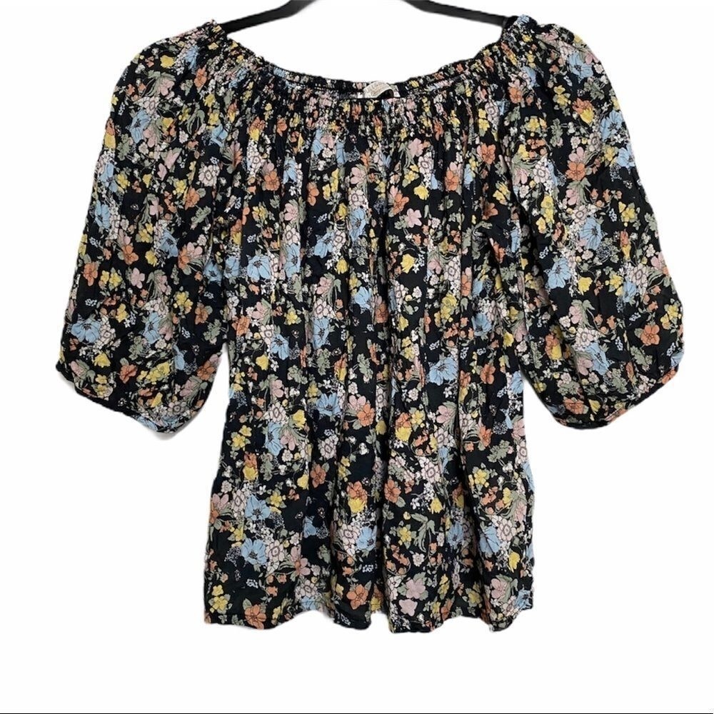 Pull & Bear Floral‎ Top Puff Sleeve Womens L